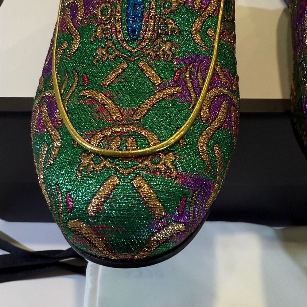 Gucci Women's Green and Purple Mules size 10 - Picture 4 of 13